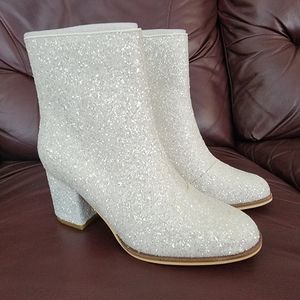 CORKYS- RAZZLE DAZZLE WHITE GLITTER BOOTS